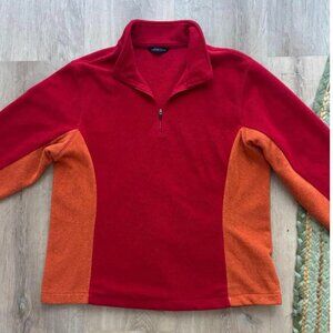 Vtg 90s Lands End Color Block Fleece Pullover Sweatshirt - $35